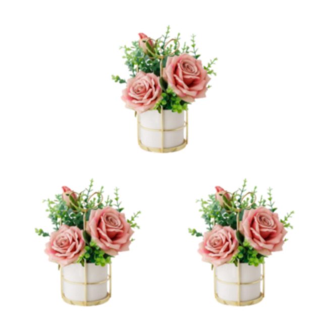 relayinert Simulation Flower Set Low Maintenance Easy To Clean Fake Peony Silk Hydrangea Flower Silk Artificial Flowers With Vase rose powder 3Set