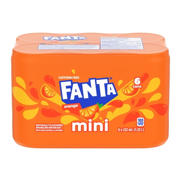 Soda Fanta Orange Cannettes de 222 mL, 6 Pack