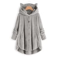 thumbnail image 2 of WEIYLL Womens Fleece Jackets Plus Size Button Plush Hooded Loose Cardigan Wool Grey Ladies Fall Tops And Blouses Size M, 2 of 2
