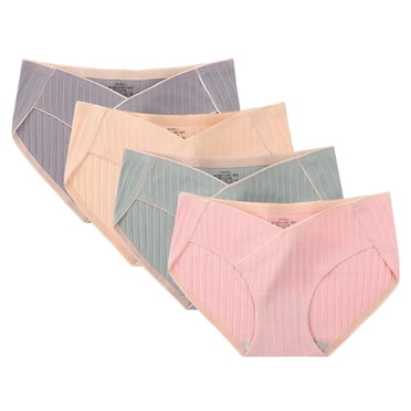 Mgmyaa Women's Under The Bump Maternity Panties Cotton Underwear for Women Plus Size Low Waiste Briefs 4 Pack