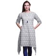 thumbnail image 1 of Bimba Kurti Asymétrique Bleu à Imprimé Géométrique Shibori pour Femmes, Robe d'Été Indienne Tunique Grande, 1 of 6