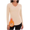 thumbnail image 1 of Timegard Womens Tops Fleece Lined Comfy Skinny Tops V Neck Thermal Underwear Fall Winter Solid Color, 1 of 6