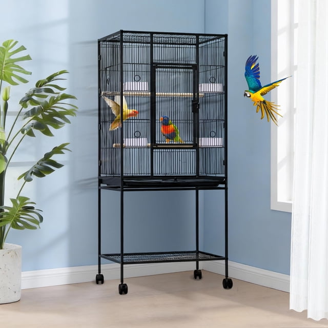 BeesClover Large Bird Cage, 160cm H Birdcage with Detachable Storage Shelf for Parakeets Parrots Conures Lovebird Cockatie