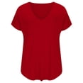 thumbnail image 3 of Yuyuzo Plus Size Tops for Women Oversized T Shirts Short Sleeve Shirts Deep V Neck Loose Fitted Tees Solid Color, 3 of 5