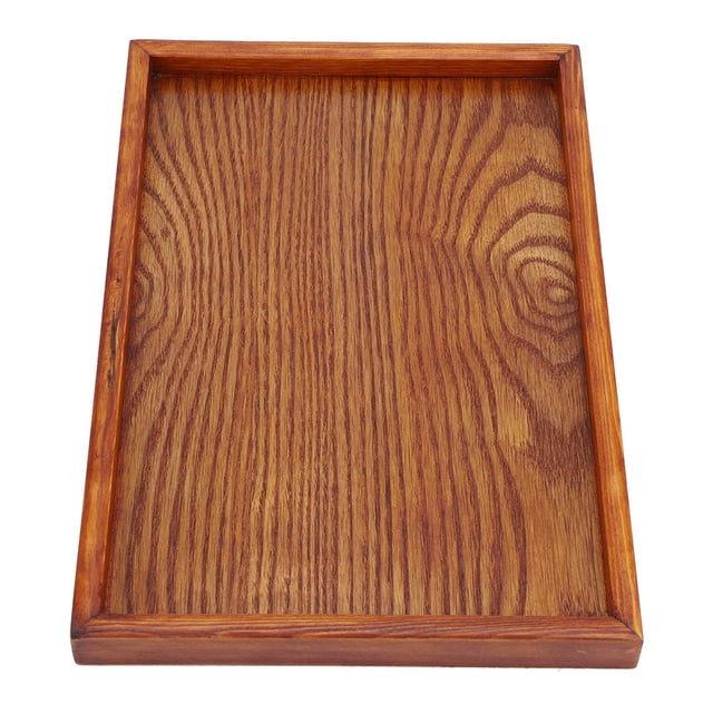Greensen Rectangle Wooden Tea Tray Serving Table Plate, featuring a smooth wooden surface with visible grain patterns and raised edges for secure handling. Ideal for serving tea, coffee, snacks, or drinks in both indoor and outdoor settings. Made of durable, anti-corrosion wood, this tray is lightweight and easy to clean. Dimensions and sizes vary, with this model measuring approximately 30x20cm (11.8x7.9in).