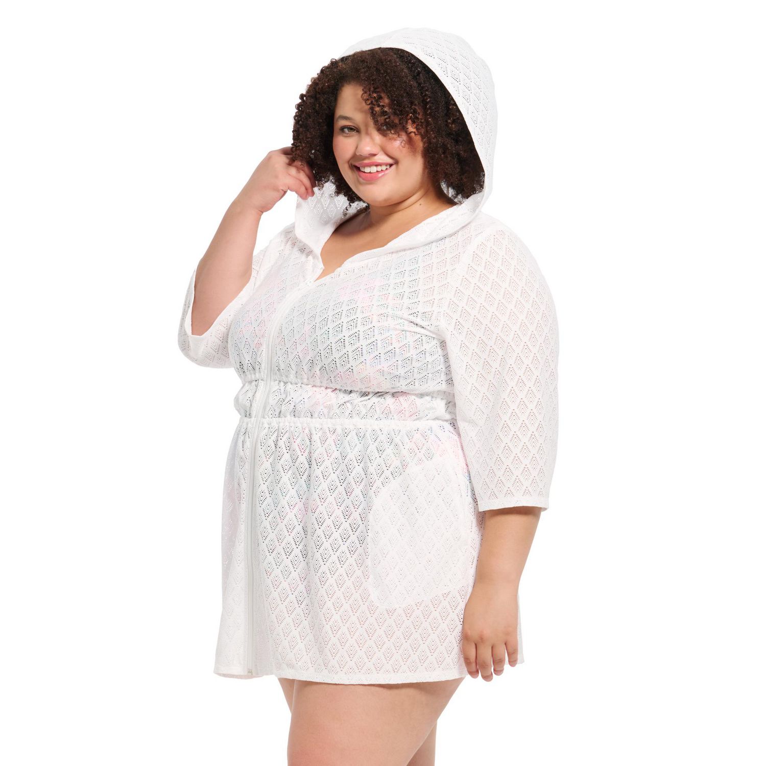 Krista Maillot de bain cache-maillot à capuchon en maille pour femme, vêtements plage légers