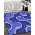 thumbnail image 3 of Ahgly Company Machine Washable Indoor Square Transitional Sky Blue Area Rugs, 4' Square, 3 of 7