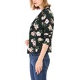 thumbnail image 4 of INSPIRE CHIC Women's Fitted Blazer Notch Lapel Printed Open Front Work Suit Jacket L Black-Floral, 4 of 8