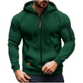 thumbnail image 1 of LUOGENLI Chandails à Capuchon pour Hommes, Chandail à Enfiler, Chandail à Capuchon à Fermeture à Glissière pour Homme Grand, Décontracté, Coupe Ample, Chandail Molletonné à Enfiler avec Manches Raglan pour l'Automne et l'Hiver, Confort, Chandails à Capuchon pour Hommes à Fermeture à Glissière, Vert Foncé, Taille g, 1 of 3