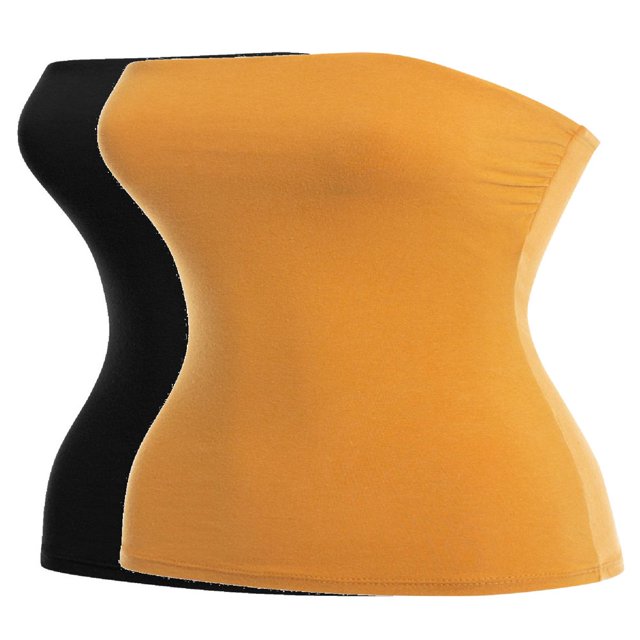 CHUANK Haut Bandeau Long Tube Basique Uni Extensible en Coton pour Femmes, Lot de 2