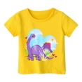 thumbnail image 1 of LUOGENLI T-Shirt pour Filles Garçon et Fille Mode Décontractée Imprimé Col Rond Ample Manche Courte T-Shirt Haut Maxi Hauts avec Fente Ensemble Jaune 8-9 Ans, 1 of 3
