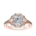 thumbnail image 1 of 0,60 Ct P.t. Rond Naturel Diamond Dernier Design Halo Bague de Fiançailles pour Femme en Or Rose Massif 18K Taille 8, 1 of 8