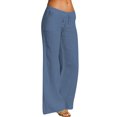 thumbnail image 1 of Sexy Dance Ladies Sports Pants Solid Color Flare Pant Drawstring Trousers Soft Pockets Blue 3XL, 1 of 3