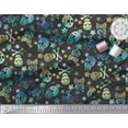 thumbnail image 2 of Soimoi Rayon Fabric Star,Crossbones & Skull Halloween Print Fabric by Yard 56 Inch Wide, 2 of 3