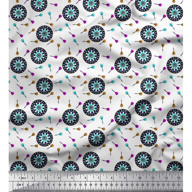 Soimoi Polyester Georgette Fabric Dart Board Sports Printed Craft Fabric by The Yard 42 Inch Wide