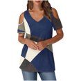 thumbnail image 2 of Soki Womens Tops Color Blocked Printed Short Sleeved V-Neck Off Shoulder Fashionable Summer Clothes, 2 of 6