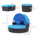 thumbnail image 3 of Outsunny Chaise Longue de Patio avec Canapé-Lit Rond Coussiné 4 Pcs Bleu, 3 of 10