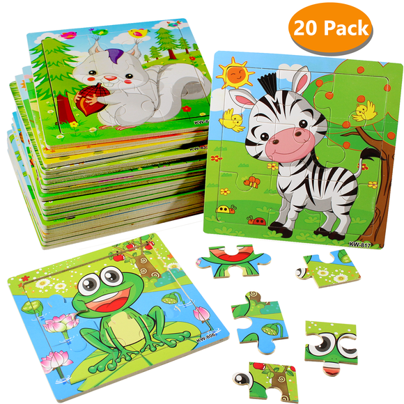 APPIE Lot de 20 Casse-Têtes en Bois pour Enfants de 2 à 5 Ans Casse-Têtes pour Tout-Petits 9 Pcs