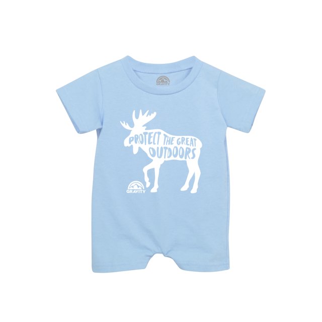 Protect the Great Outdoors Infant Bodysuit T-Romper - Light Blue - White Logo - 6M