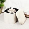 thumbnail image 3 of PINPLUS 12.6" White Ottoman Storage Box, Folding Storage Seat Box, Small Footstool For Living Room, Kid's Toy Chest Box, Teddy Flower Shape, 3 of 7