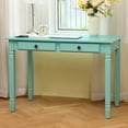 thumbnail image 1 of Homylin Home Office Desk with 2 Drawers, 43" Writing Computer Desk for Bedroom, Modern Green Makeup Vanity Table Desk, Study Table Writing Desk, Computer Work Station, Green, 1 of 9