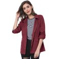 thumbnail image 2 of INSPIRE CHIC Women's Solid Drawstring Waist Flap Pocket Utility Jacket, 2 of 6