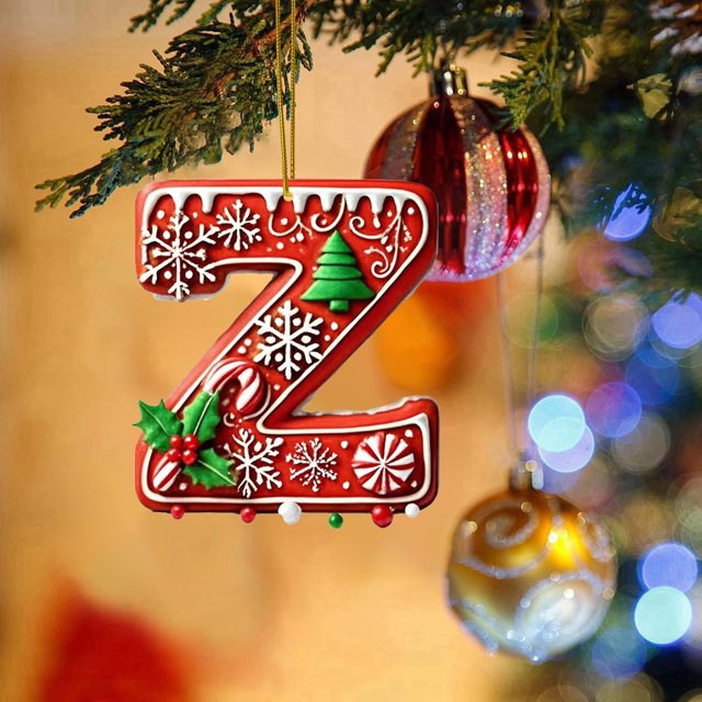 Hbdhejl 26 Pcs Lettres Rouges Décorations de Sapin de Noël Lettres de Canne de Bonbon avec Motif de Baies Mini Alphabet Ornements Suspendus Fête Maison Sapin de Noël Acrylique 2D