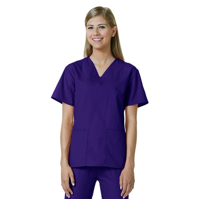 Core by Maevn Women's V-Neck Solid Scrub Top