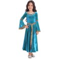 thumbnail image 1 of Robe de Princesse Médiévale pour Filles, Robe Maxi Vintage Renaissance, Robe de Bal, Tenue de Fête, Bleu Pâle 16, 1 of 6