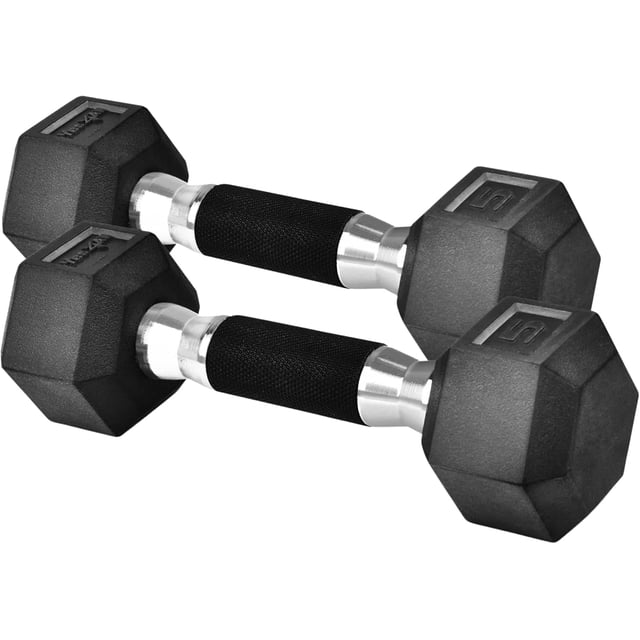 Rubber Grip Encased Hex Dumbbells Hand Weights With -Slip Pair