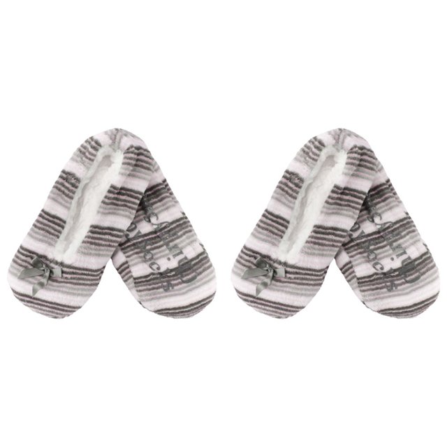CHOK Women Soft Fuzzy Furry Home Non-Slip Slipper Socks Black Hearts Medium 2 Pairs