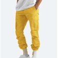 thumbnail image 2 of cllios Cargo Pantalon pour Homme Uni Décontracté à Multiples Poches Extérieur Coupe Droite Pantalon de Mise en Forme Pantalon Cargo Coupe Décontractée Pantalon de Randonnée Jaune TTG, 2 of 9