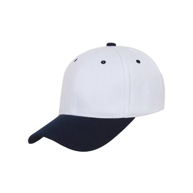 Casquette de Baseball Bicolore Ajustable, Blanc/marine