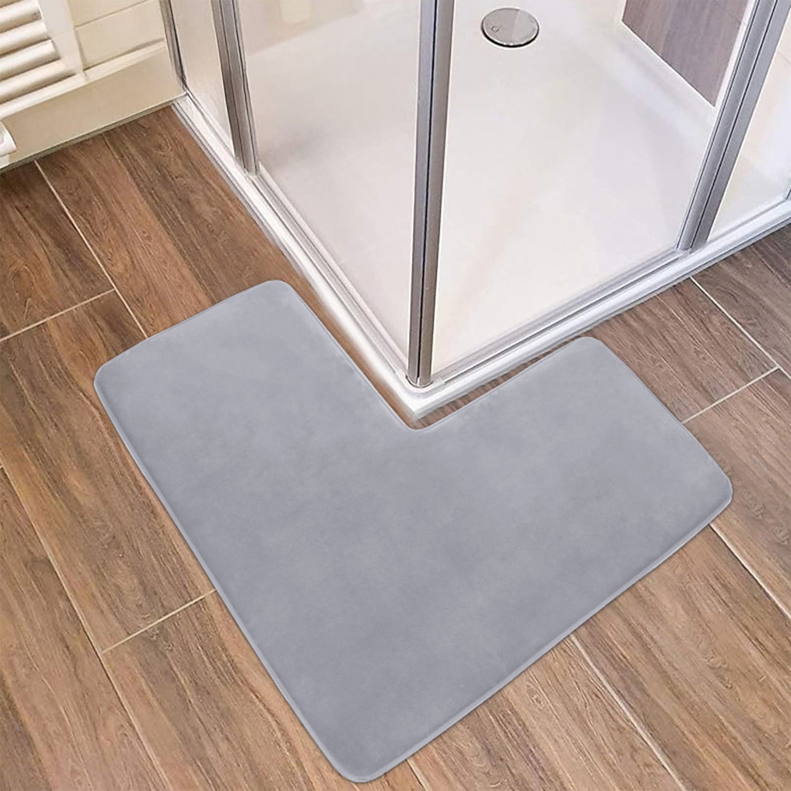 Dvkptbk L Shaped Bath Mat Rug, Super Absorbent Bathroom Rugs Non Slip, Quick Dry Bath Rugs, Machine Washable Shower Mat, Carpet Bathmat for Bathroom Floor, Tub and Shower