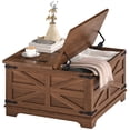 thumbnail image 1 of HOMCOM Coffee Table with Flip Top Hidden Storage, Square Center Table Brown, 1 of 10