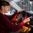 thumbnail image 2 of Heated Steering Wheel Cover, Quick Heating Suede Plush Cover with Automatic Temperature Control, Universal Fit for Cars, Trucks, Winter Hand Warming Automotive Protector (Black), 2 of 8