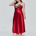 thumbnail image 3 of Pyjama en Satin de Soie pour Femmes, Col en V, Longue Chemise de Nuit Sans Manches, 3 of 5