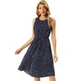 thumbnail image 1 of INSPIRE CHIC Robe Midi à Fleurs pour Femme Été Décontractée Invitée de Mariage Sans Manches G Bleu Foncé, 1 of 6