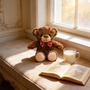 Striped Bow Teddy Bear Plush Toys, Soft Furry Stuffed Toys, Cute Cuddle Companion Toys, Home Decor Display Toys, Festival Gift Plush Toys, Soft Hugging Bear Toys