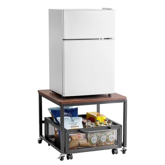 VEVOR Support pour Mini-Frigo 198 Lb avec Chariot de Rangement et Roues Pivotantes Brun Foncé
