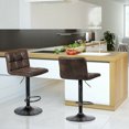 thumbnail image 3 of Gymax Set of 2 Adjustable Bar Stools Swivel Bar Chairs Bistro Pub Counter Retro Brown, 3 of 10