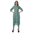 thumbnail image 2 of Moomaya Kurta Tunique à Ourlet Droit Imprimée pour Femmes, Kurti à Col Mandarin, Tenue d'Été, 2 of 6