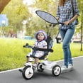 thumbnail image 2 of Qaba 6 in 1 Kids Tricycle with Removable Handlebar and Canopy, Blue, 2 of 10