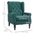 thumbnail image 3 of HOMCOM Button-Tufted Accent Chair with Wing Back Rounded Arms Dark Green, 3 of 10