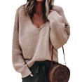 thumbnail image 1 of Innerwin Chandail à Manches Longues pour Femmes Pull Décontracté Couleur Unie Khaki TG, 1 of 2