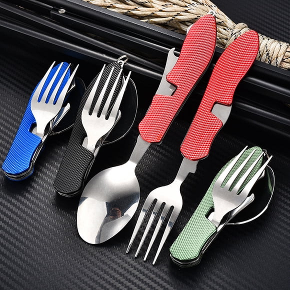 Manufacturer Direct Multifunctional Foldable & Detachable Outdoor Camping Toolkit: Green Swiss Army Style Knife with Fruit Cutting & Dining Set – Essential Gear for Hiking, Travel, and Perfect Gift