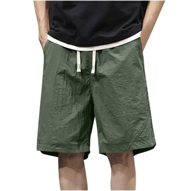 Diufon Men's Athletic Shorts Cotton Linen Drawstring Waisted Outdoor Sport Shorts Spring Summer Shorts with Pockets