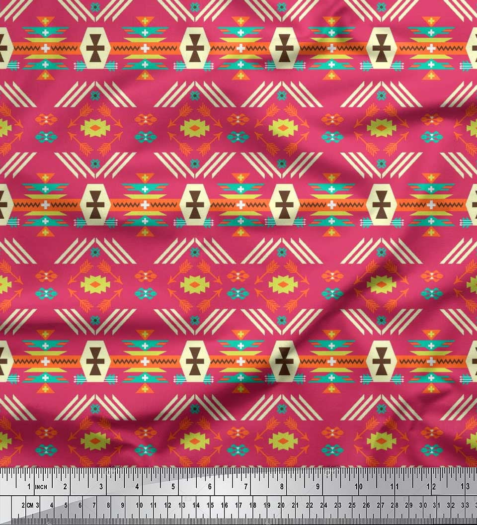 Soimoi Cotton Poplin Fabric Geometric Southwestern Print Fabric by the Yard 42 Inch Wide