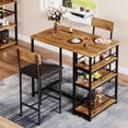 thumbnail image 3 of Kitchen Table Set, Dining Table and Chairs for 2 with Storage Shelf, Dining Room Table Set with 2 Upholstered Chairs, Bar Dining Table Set for Small Spaces, Apartment, Rustic Brown, 3 of 6
