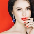 thumbnail image 2 of XZNGL Ladies Fashion Colorful Diamond Water Drop Stud Earrings Jewelry, 2 of 8